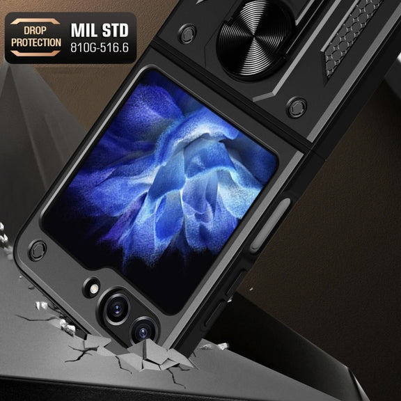 For Samsung Galaxy Z Flip5 Armor Magnetic Bracket TPU+PC Phone Case(Blue)
