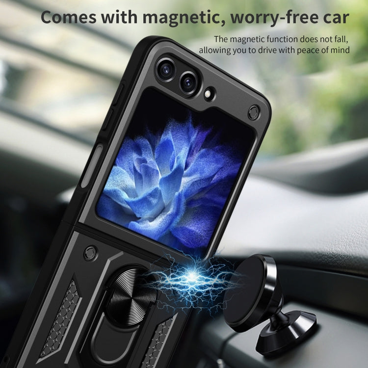 For Samsung Galaxy Z Flip5 Armor Magnetic Bracket TPU+PC Phone Case(Blue)