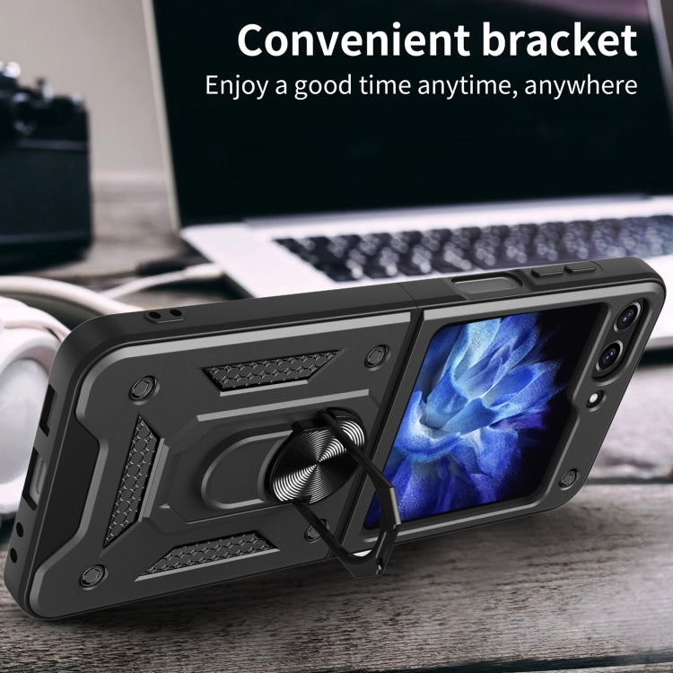 For Samsung Galaxy Z Flip5 Armor Magnetic Bracket TPU+PC Phone Case(Blue)