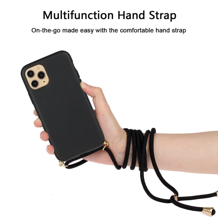 For iPhone 15 Pro Max Wheat Straw Material + TPU Phone Case with Lanyard(Black)