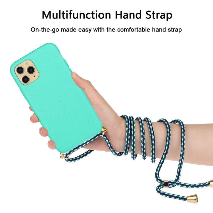 For iPhone 15 Pro Max Wheat Straw Material + TPU Phone Case with Lanyard(Green)