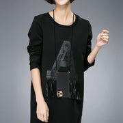 For iPhone 15 Pro Wheat Straw Material + TPU Phone Case with Lanyard(Black)