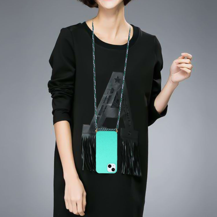 For iPhone 15 Plus Wheat Straw Material + TPU Phone Case with Lanyard(Green)