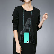 For iPhone 15 Plus Wheat Straw Material + TPU Phone Case with Lanyard(Green)