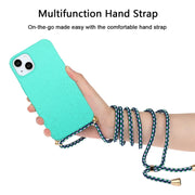 For iPhone 15 Wheat Straw Material + TPU Phone Case with Lanyard(Green)