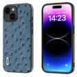 For iPhone 14 ABEEL Genuine Leather Ostrich Texture Phone Case(Blue) - free shipping - PMC TechLife - Order now!