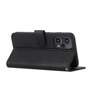 For Xiaomi Redmi Note 12 Turbo/Poco F5 Stitching Calf Texture Buckle Leather Phone Case(Black)