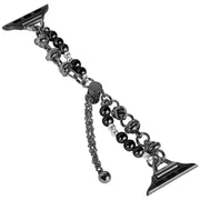 For Apple Watch 42mm Pearl Bracelet Metal Watch Band(Black)
