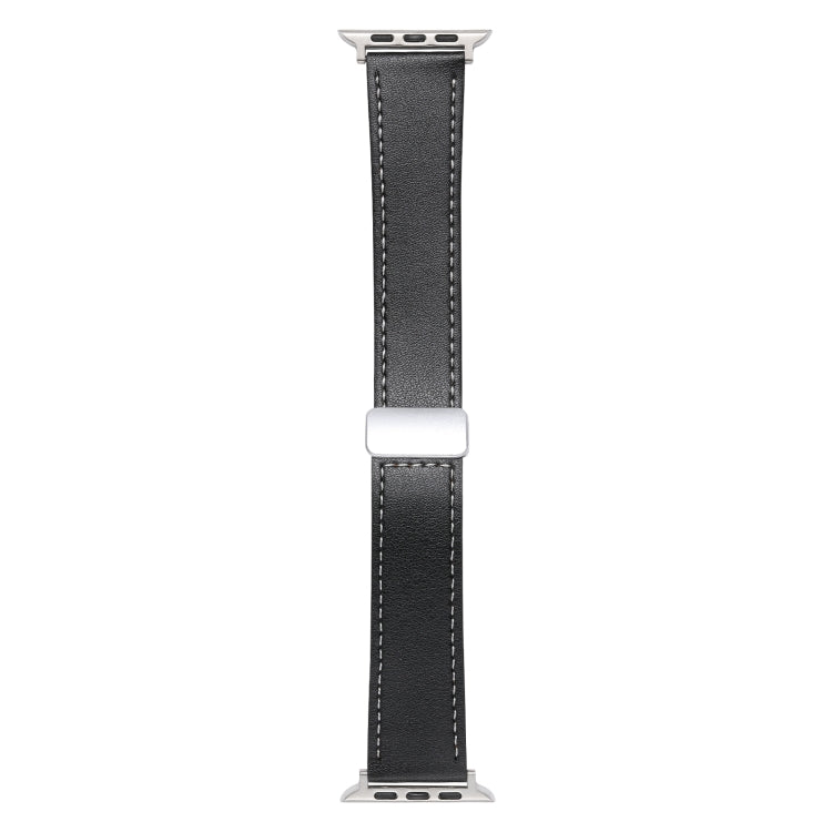 For Apple Watch 6 40mm Magnetic Buckle Skin Feel Leather Watch Band(Black)