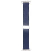 For Apple Watch 6 44mm Magnetic Buckle Skin Feel Leather Watch Band(Dark Blue)