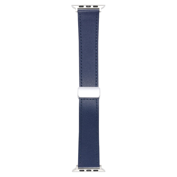 For Apple Watch 6 44mm Magnetic Buckle Skin Feel Leather Watch Band(Dark Blue)