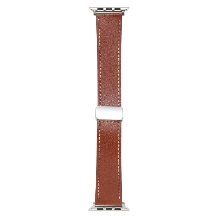 For Apple Watch 6 44mm Magnetic Buckle Skin Feel Leather Watch Band(Brown)