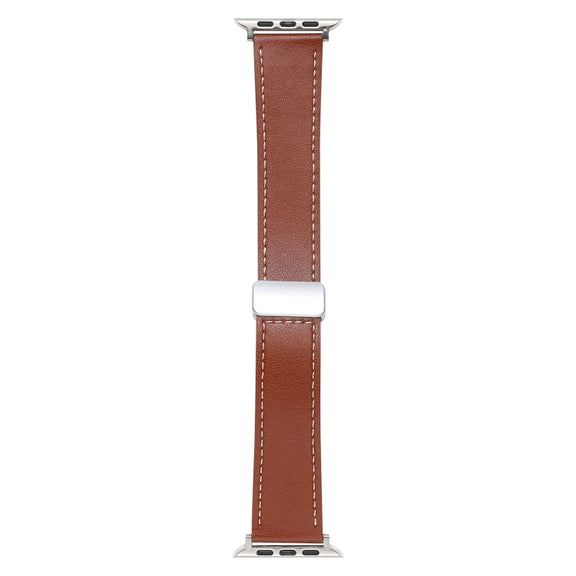 For Apple Watch 2 42mm Magnetic Buckle Skin Feel Leather Watch Band(Brown)