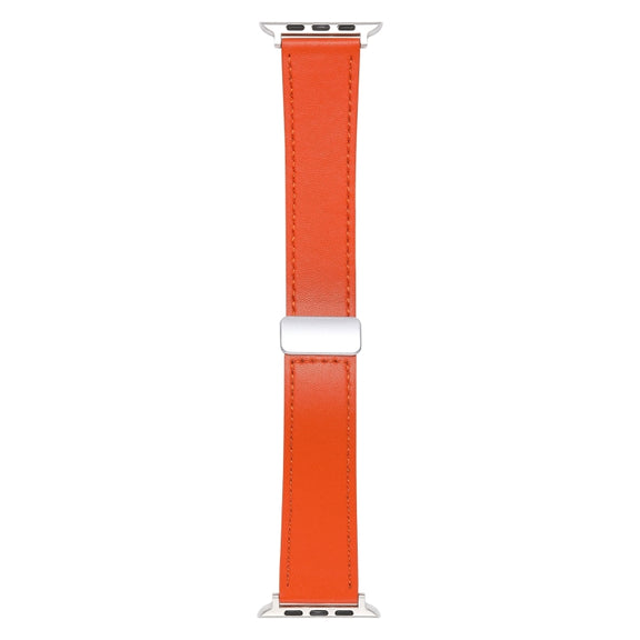 For Apple Watch 2 42mm Magnetic Buckle Skin Feel Leather Watch Band(Orange)
