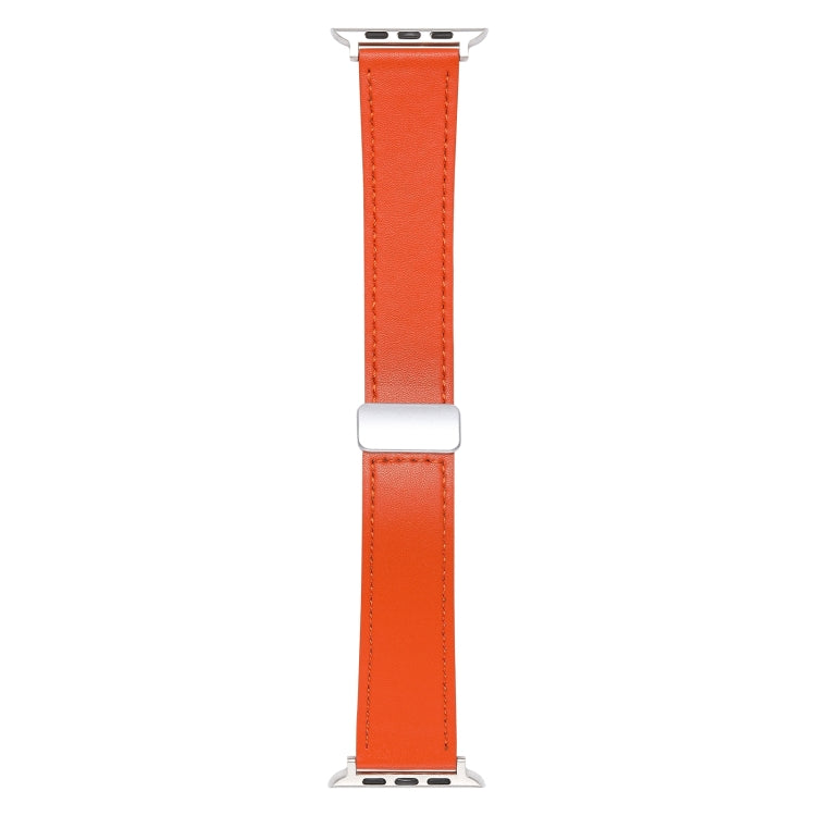 For Apple Watch 2 42mm Magnetic Buckle Skin Feel Leather Watch Band(Orange)