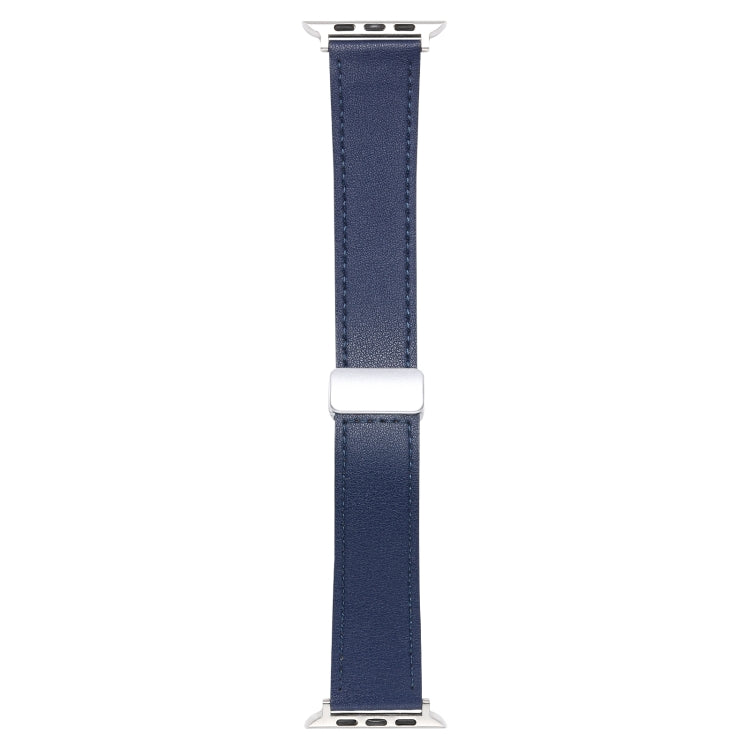For Apple Watch 2 38mm Magnetic Buckle Skin Feel Leather Watch Band(Dark Blue)