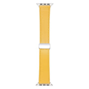 For Apple Watch 2 38mm Magnetic Buckle Skin Feel Leather Watch Band(Yellow)