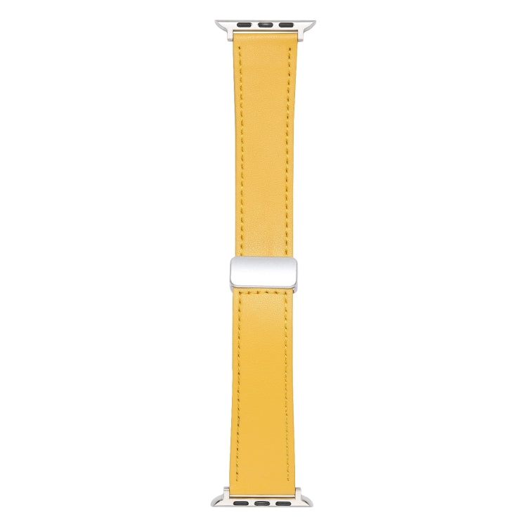 For Apple Watch 2 38mm Magnetic Buckle Skin Feel Leather Watch Band(Yellow)