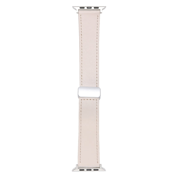 For Apple Watch 42mm Magnetic Buckle Skin Feel Leather Watch Band(Apricot)