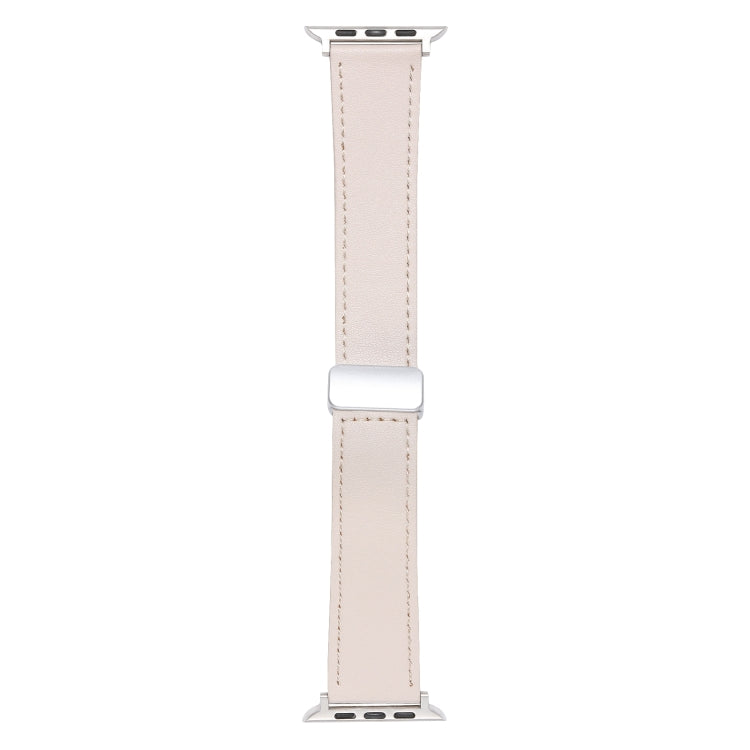 For Apple Watch 42mm Magnetic Buckle Skin Feel Leather Watch Band(Apricot)