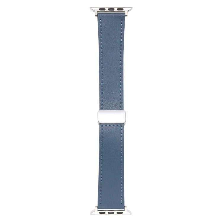 For Apple Watch 42mm Magnetic Buckle Skin Feel Leather Watch Band(Light Blue)