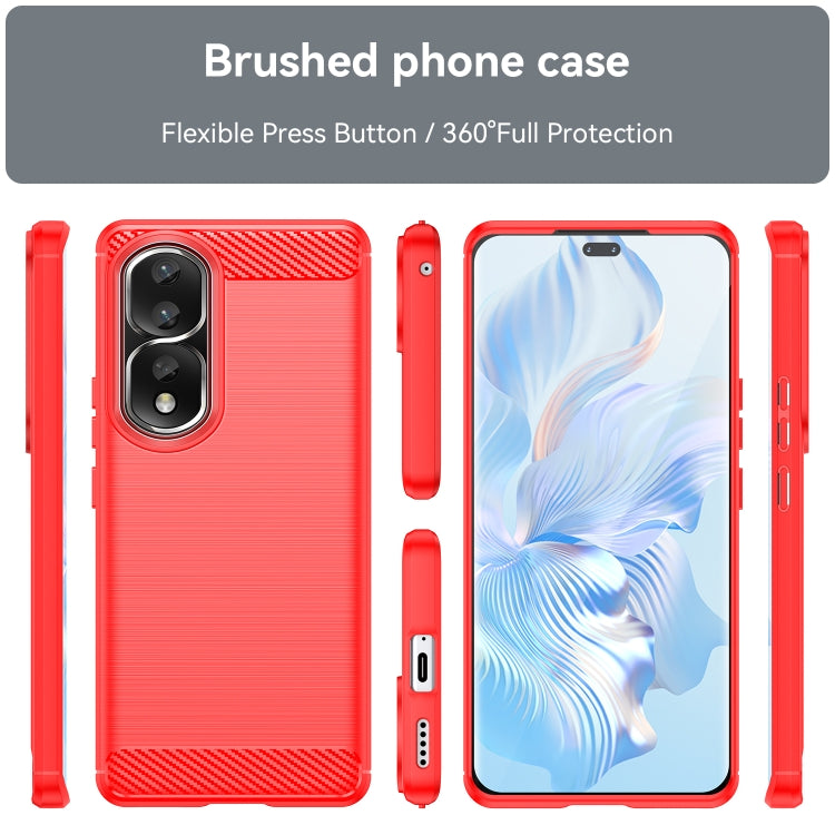 For Honor 90 Pro Brushed Texture Carbon Fiber TPU Phone Case(Red)