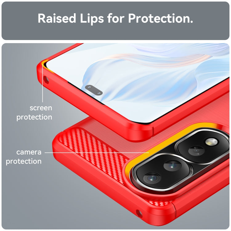 For Honor 90 Pro Brushed Texture Carbon Fiber TPU Phone Case(Red)