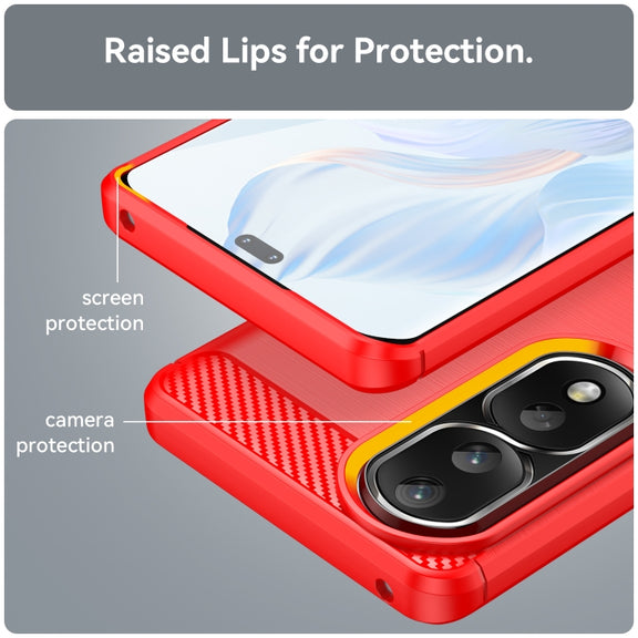For Honor 90 Pro Brushed Texture Carbon Fiber TPU Phone Case(Red)