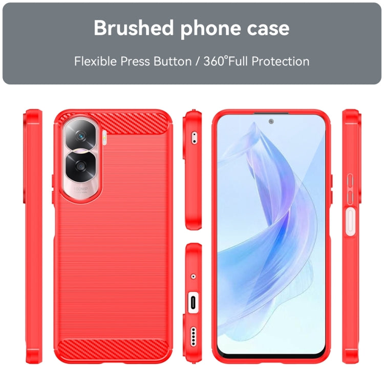 For Honor 90 / 80 Brushed Texture Carbon Fiber TPU Phone Case(Red)