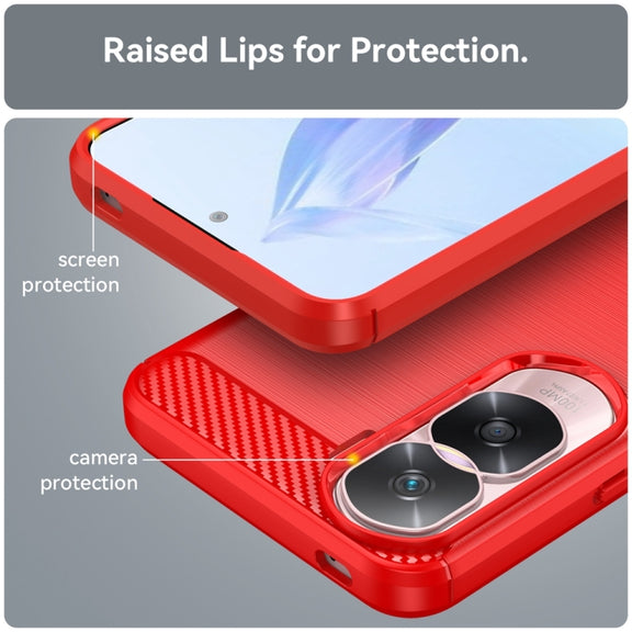 For Honor 90 / 80 Brushed Texture Carbon Fiber TPU Phone Case(Red)