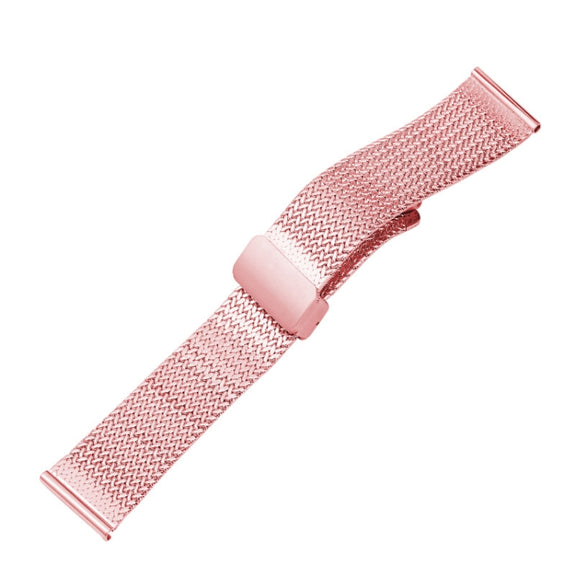 For Apple Watch SE 44mm Magnetic Buckle Herringbone Mesh Metal Watch Band(Pink)