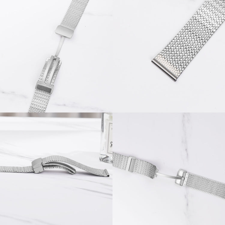 For Apple Watch 5 44mm Magnetic Buckle Herringbone Mesh Metal Watch Band(Starlight)