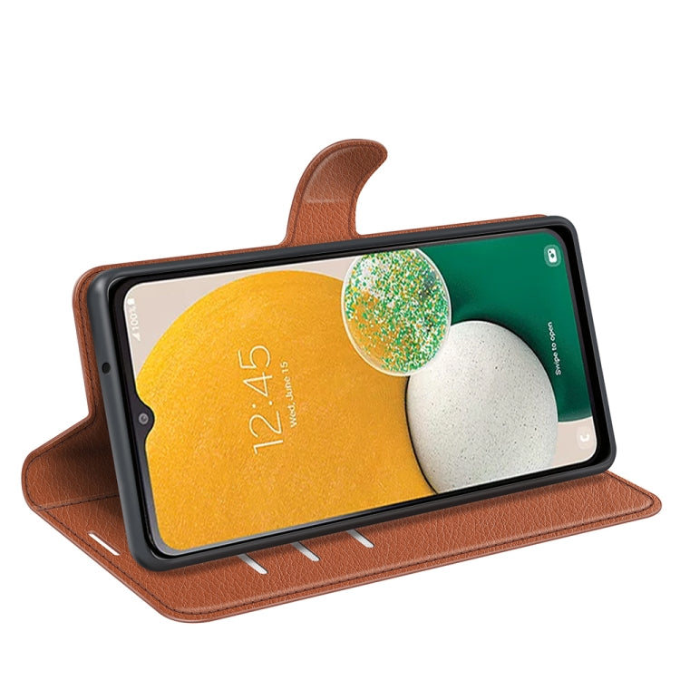 For Samsung Galaxy A14 5G Litchi Texture Horizontal Flip Phone Case with Holder(Brown)