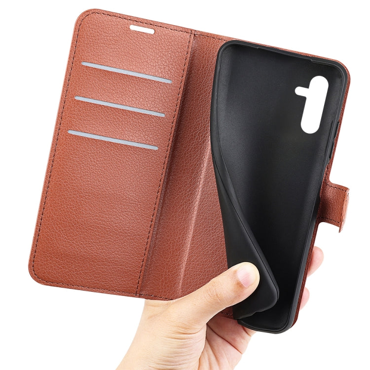 For Samsung Galaxy A14 5G Litchi Texture Horizontal Flip Phone Case with Holder(Brown)