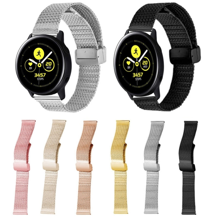 22mm Magnetic Buckle Herringbone Mesh Metal Watch Band for Samsung Galaxy Watch(Starlight)