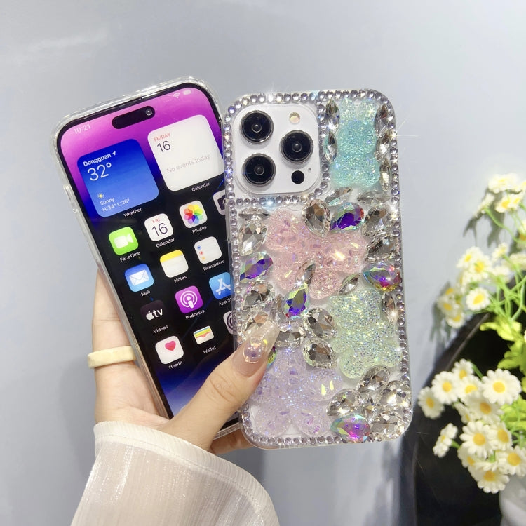 For iPhone 11 Ice Crystal Bow Knot Full Diamond TPU Phone Case(Yellow+Green)