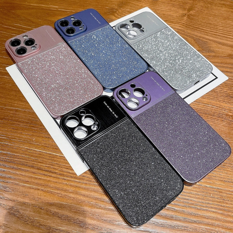 For iPhone 12 Pro Metallic Glitter Powder Shockproof Phone Case(Black)