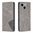 For iPhone 15 Plus Rhombus Texture Magnetic Leather Phone Case(Grey) - free shipping - PMC TechLife - Order now!