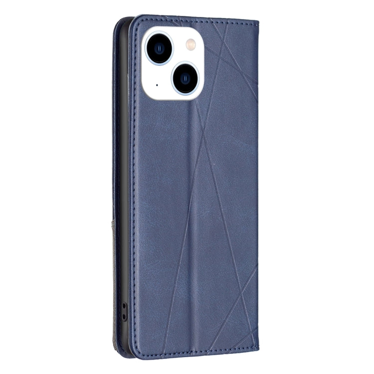 For iPhone 15 Rhombus Texture Magnetic Leather Phone Case(Blue)