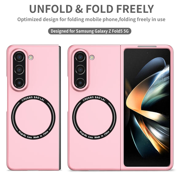 For Samsung Galaxy Z Fold5 Magsafe Magnetic Folding PC Phone Case(Pink)