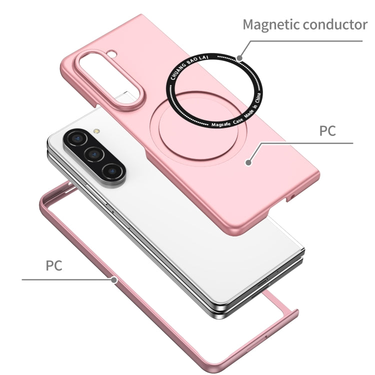 For Samsung Galaxy Z Fold5 Magsafe Magnetic Folding PC Phone Case(Pink)
