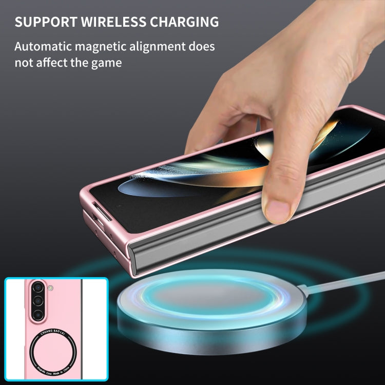 For Samsung Galaxy Z Fold5 Magsafe Magnetic Folding PC Phone Case(Pink)