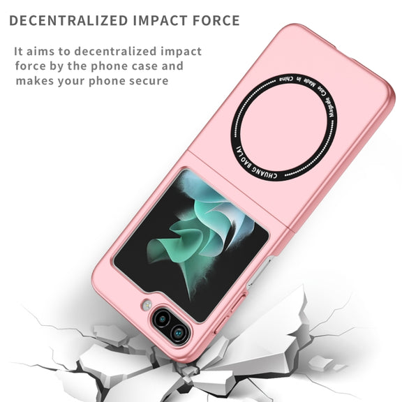 For Samsung Galaxy Z Flip5 5G Magsafe Magnetic Folding PC Phone Case(Pink)