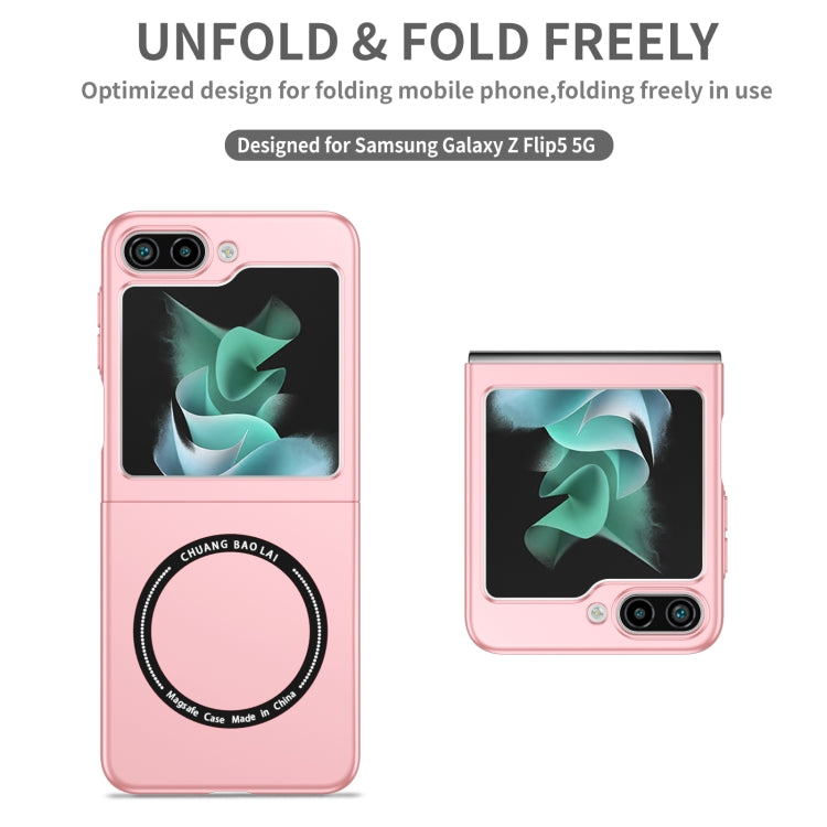 For Samsung Galaxy Z Flip5 5G Magsafe Magnetic Folding PC Phone Case(Pink)