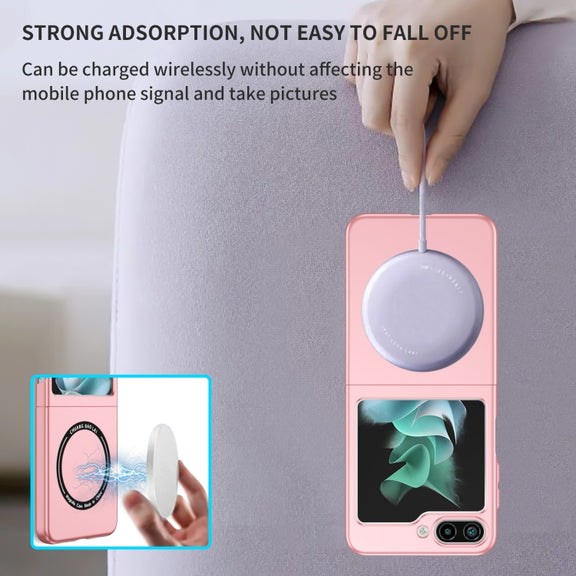 For Samsung Galaxy Z Flip5 5G Magsafe Magnetic Folding PC Phone Case(Pink)