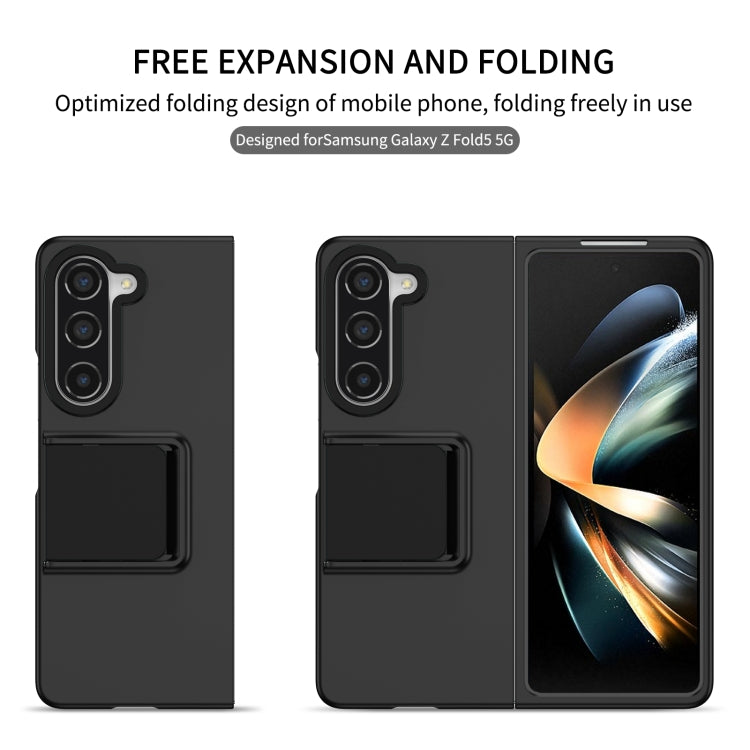 For Samsung Galaxy Z Fold5 Three-dimensional Folding Holder PC Phone Case(Black)