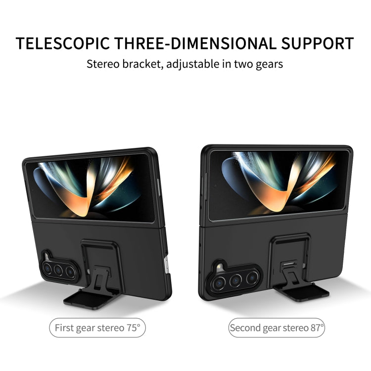 For Samsung Galaxy Z Fold5 Three-dimensional Folding Holder PC Phone Case(Black)