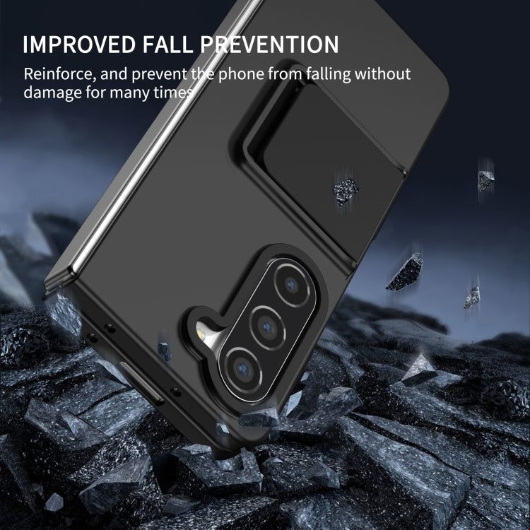 For Samsung Galaxy Z Fold5 Three-dimensional Folding Holder PC Phone Case(Black)