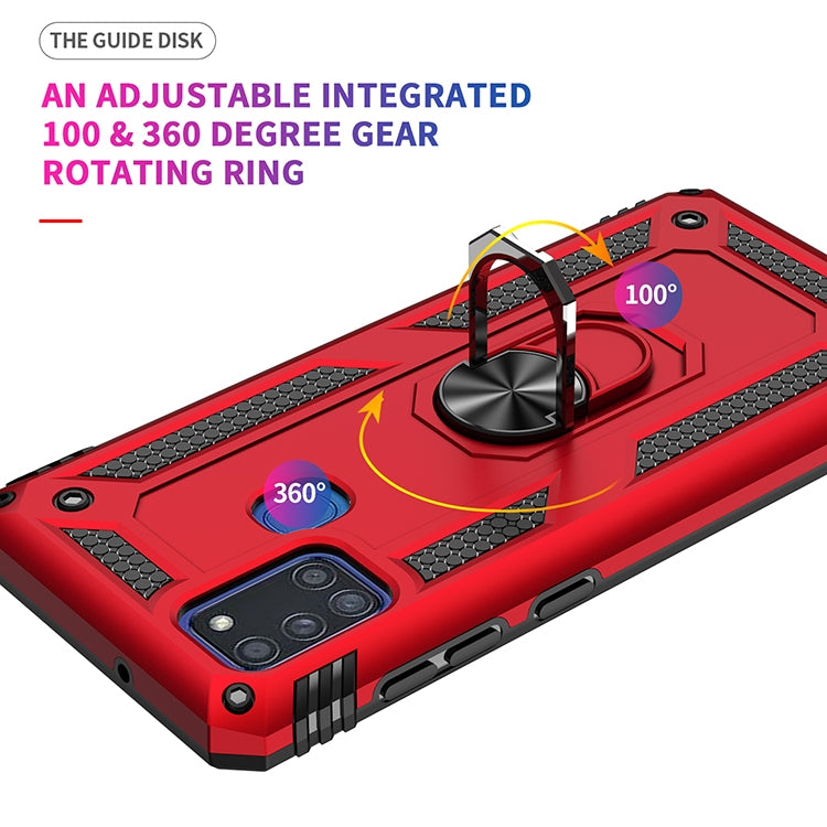 For Samsung Galaxy A21s Shockproof TPU + PC Protective Case with 360 Degree Rotating Holder(Black)