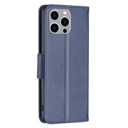 For iPhone 15 Pro Max Lambskin Texture Pure Color Flip Leather Phone Case(Blue)